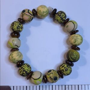 Viva Beaded Bracelet Green/Brown New